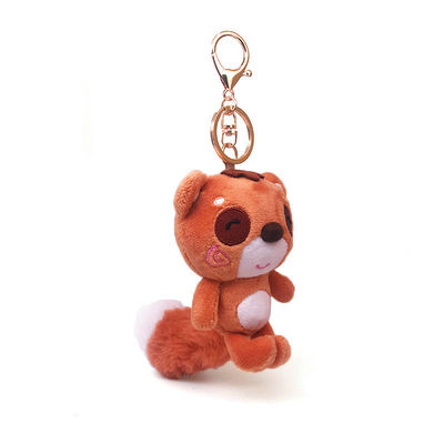 くまの習慣の柔らかいKeychainのかわいいオレンジPlushおもちゃの小型ぬいぐるみKeychain