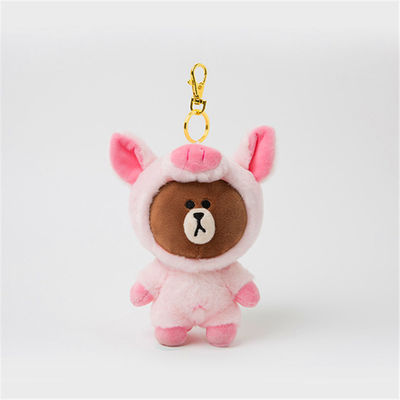 くまの習慣の柔らかいKeychainのかわいいオレンジPlushおもちゃの小型ぬいぐるみKeychain