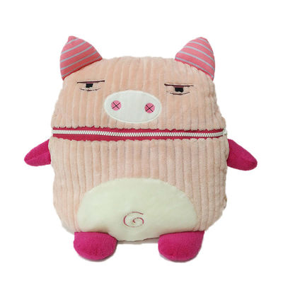 ピンクのブタ手の枕ジッパーの口のコーデュロイのPlushおもちゃISO9001
