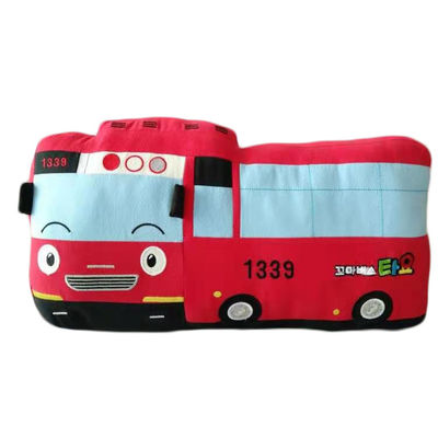 男の子30cmの赤いですか緑のスクール バスのPlushおもちゃの子供の車のPlushおもちゃ