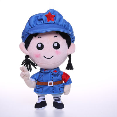 25cmの淡いブルーの軍服の短いPlush女の子の人形のPlushおもちゃ