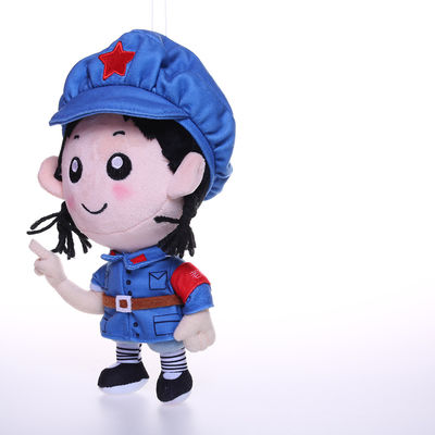 25cmの淡いブルーの軍服の短いPlush女の子の人形のPlushおもちゃ