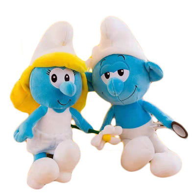 40cmの漫画のSmurfのぬいぐるみの日本製アニメのプラシ天は青い父の青い姉妹をもてあそぶ
