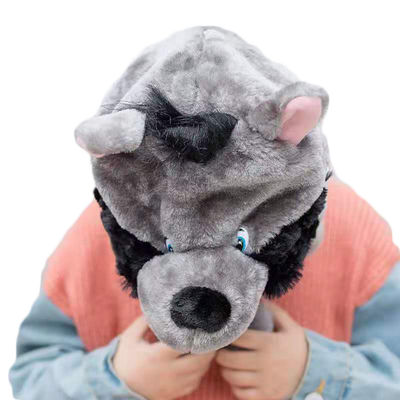 オオカミの漫画の動物のPlush帽子の幼稚園の性能の頭飾りの支柱