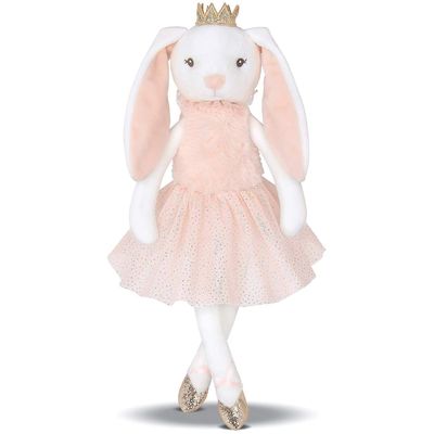 短いスカートの光沢がある王冠の長い耳のピンクのウサギのPlushおもちゃ