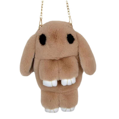 薄茶の投げられたPlushウサギのバックパックのRexのウサギのバニーPlush袋