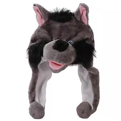 オオカミの漫画の動物のPlush帽子の幼稚園の性能の頭飾りの支柱